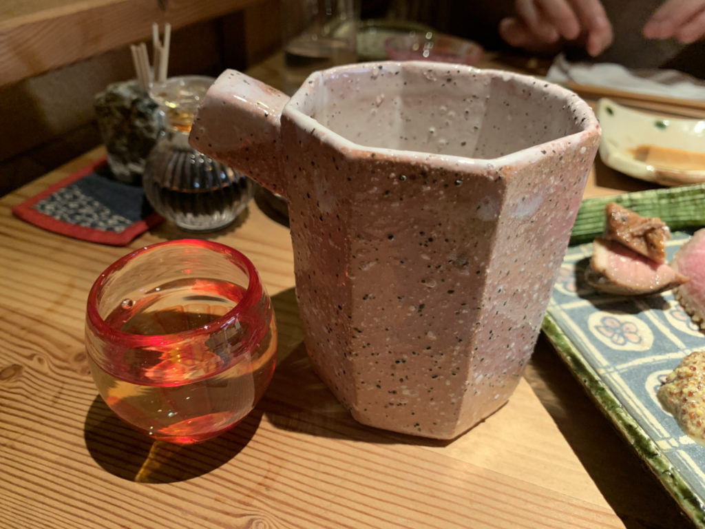 栃木の日本酒の四季桜の片口とお猪口